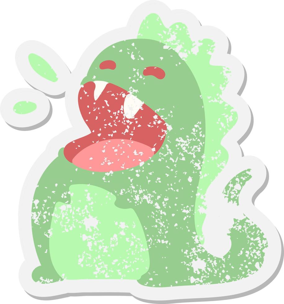 happy dinosaur grunge sticker vector