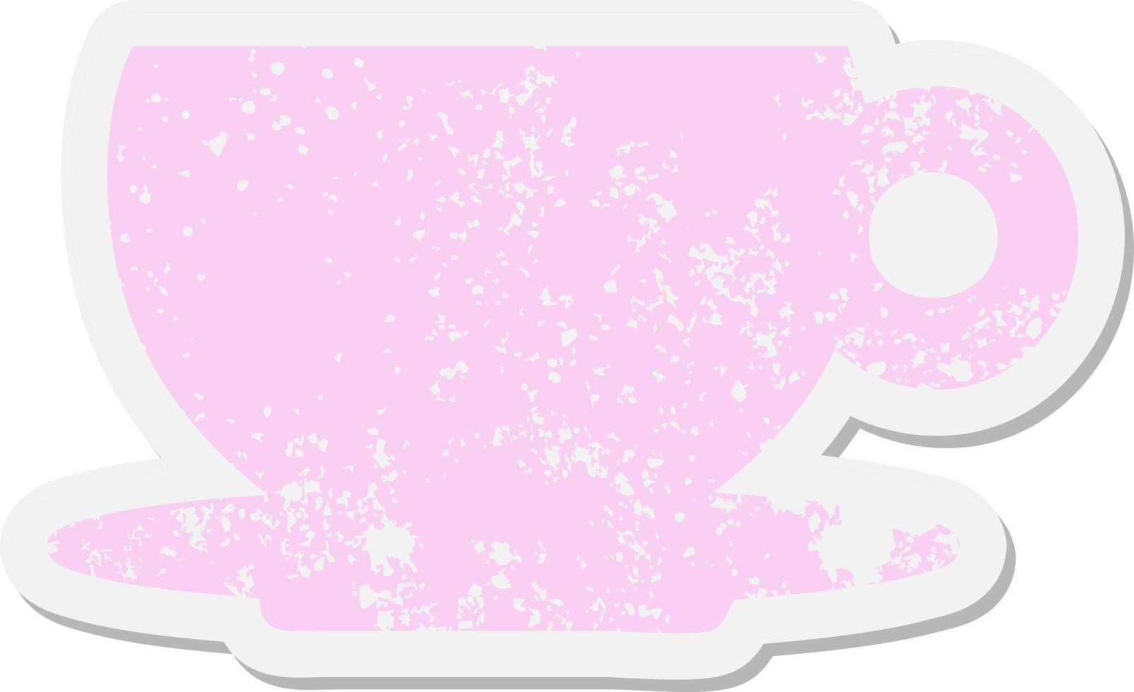 coffee or tea cup grunge sticker vector
