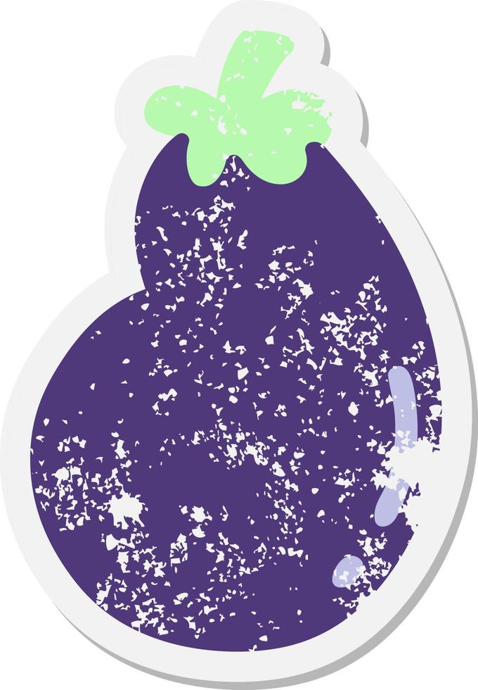 eggplant grunge sticker vector