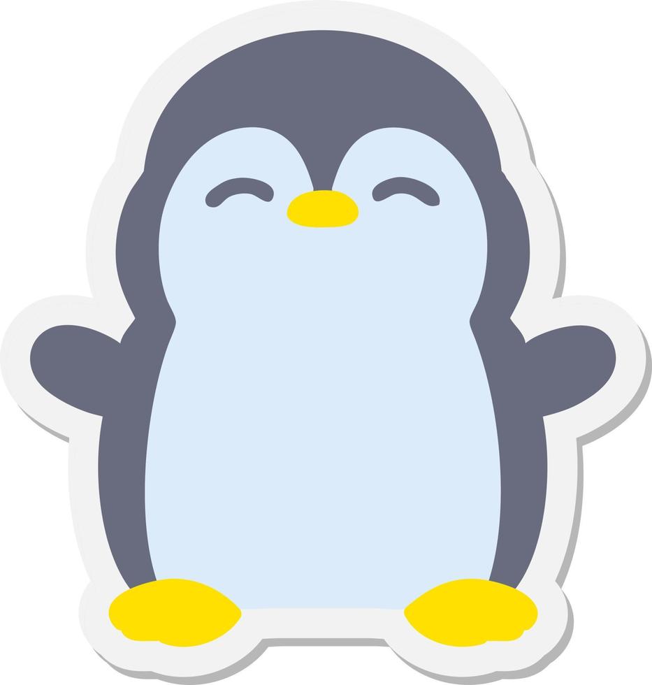 lindo pequeño pingüino pegatina vector