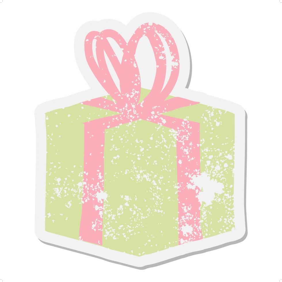 wrapped gift grunge sticker vector