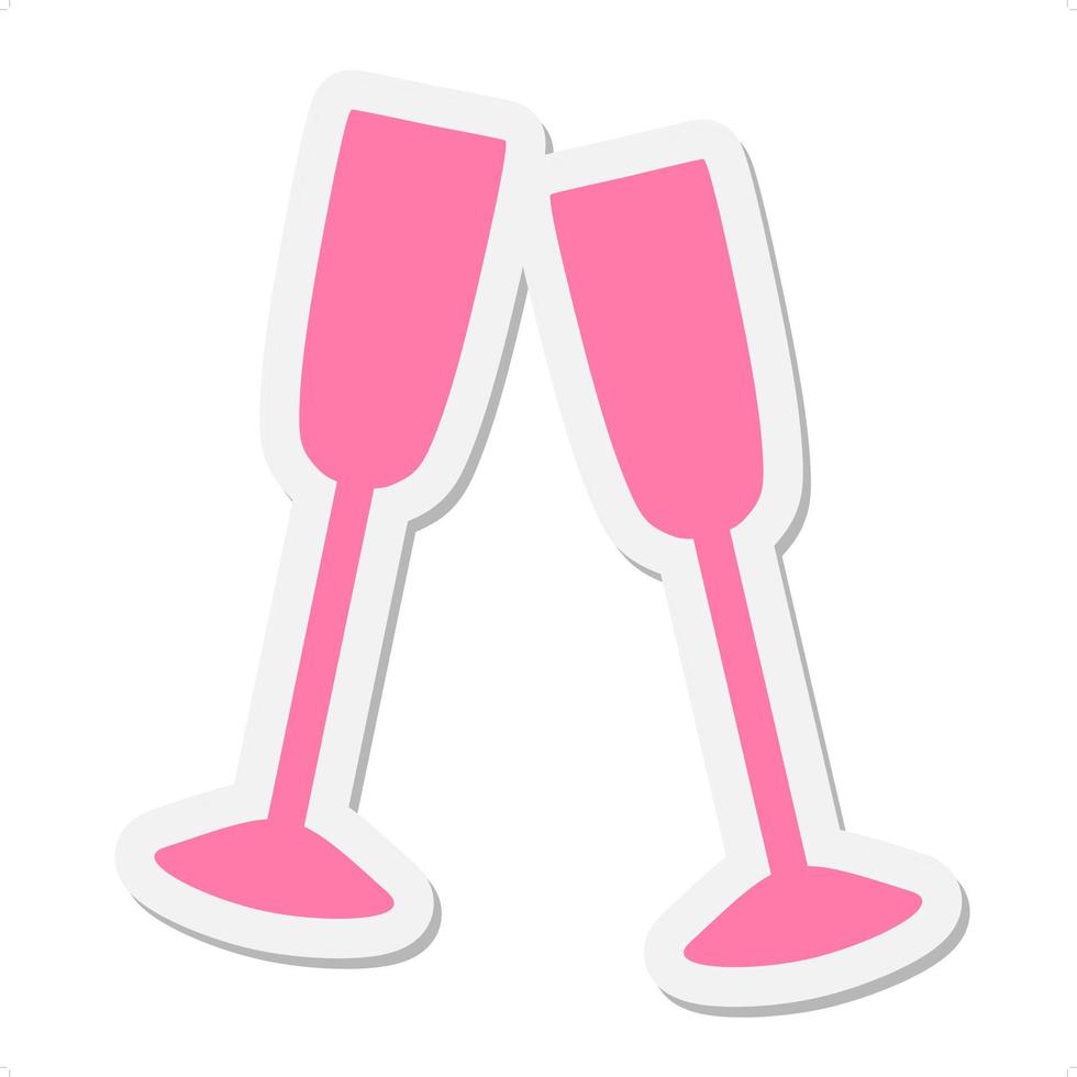 champagne glasses toasting sticker vector