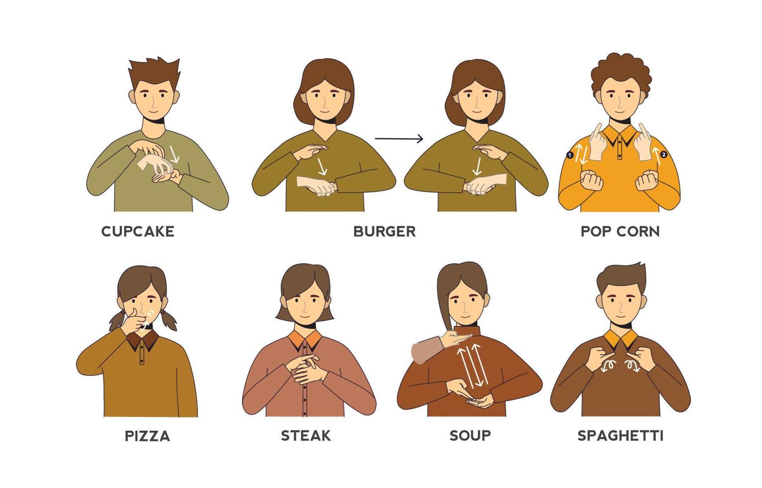 Sign Language Food Collection vector