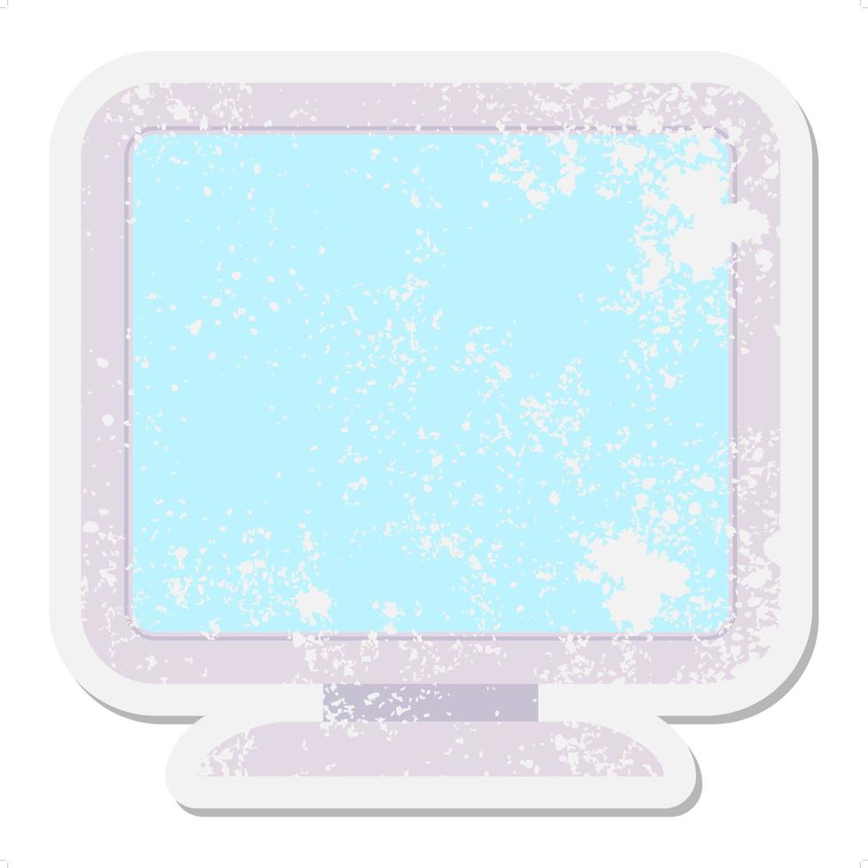 computer screen grunge sticker vector