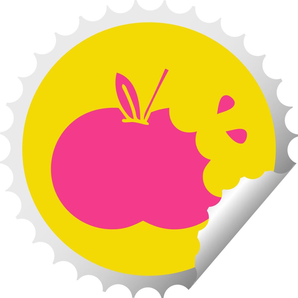 pegatina de peeling circular manzana jugosa de dibujos animados vector