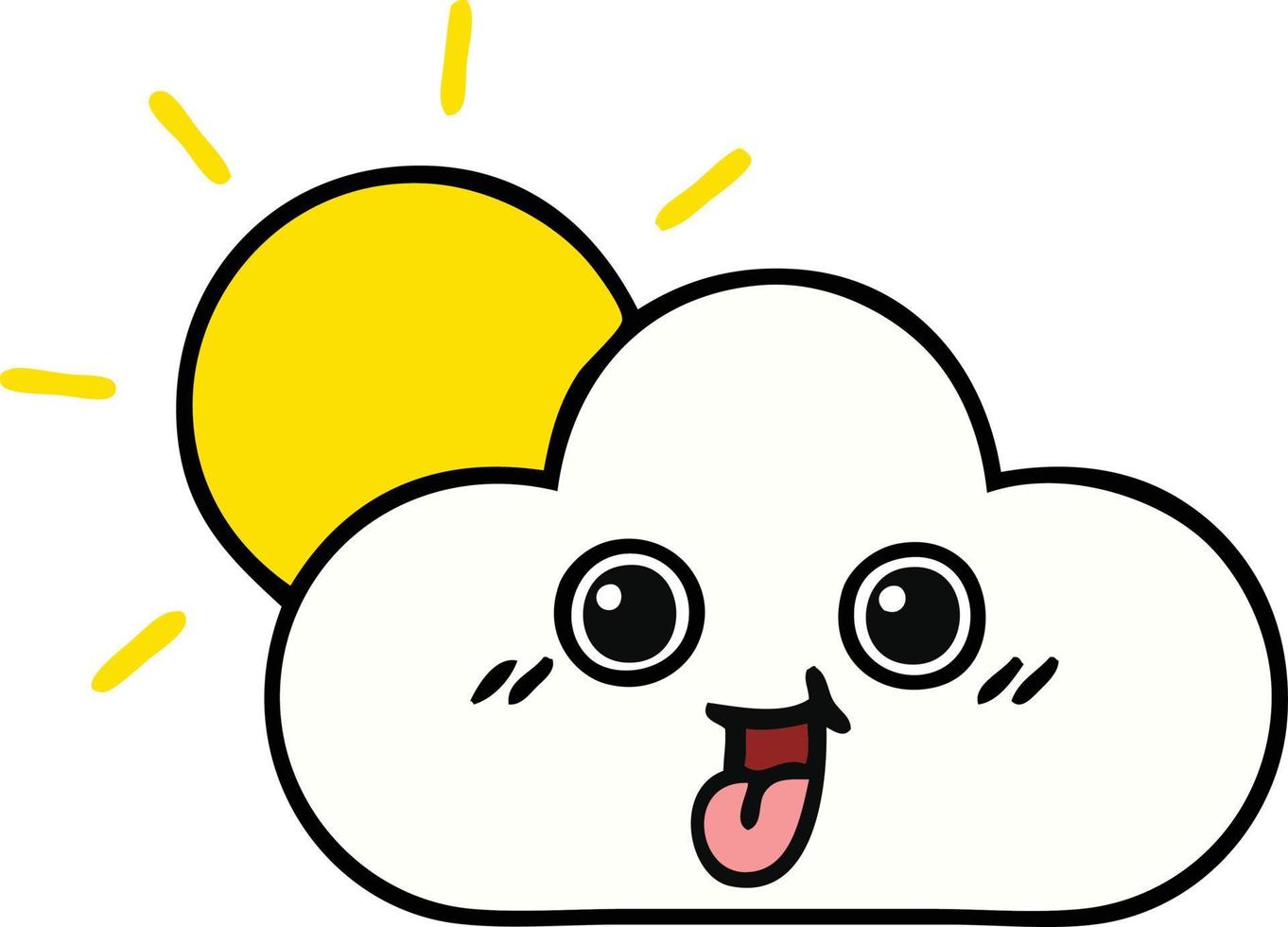 cute cartoon sun and cloud vector