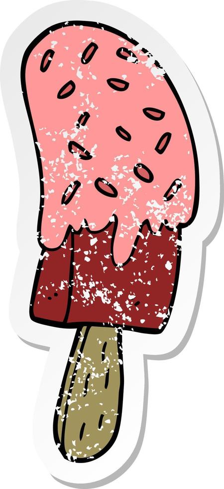 distressed sticker of a cartoon ice cream lolly vector