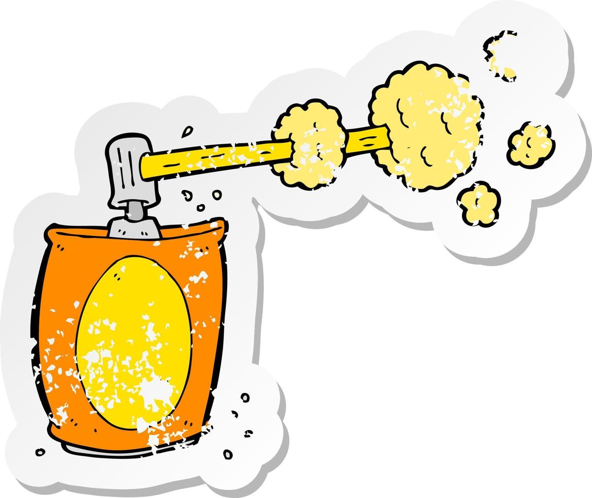 retro distressed sticker of a cartoon aerosol spray can vector