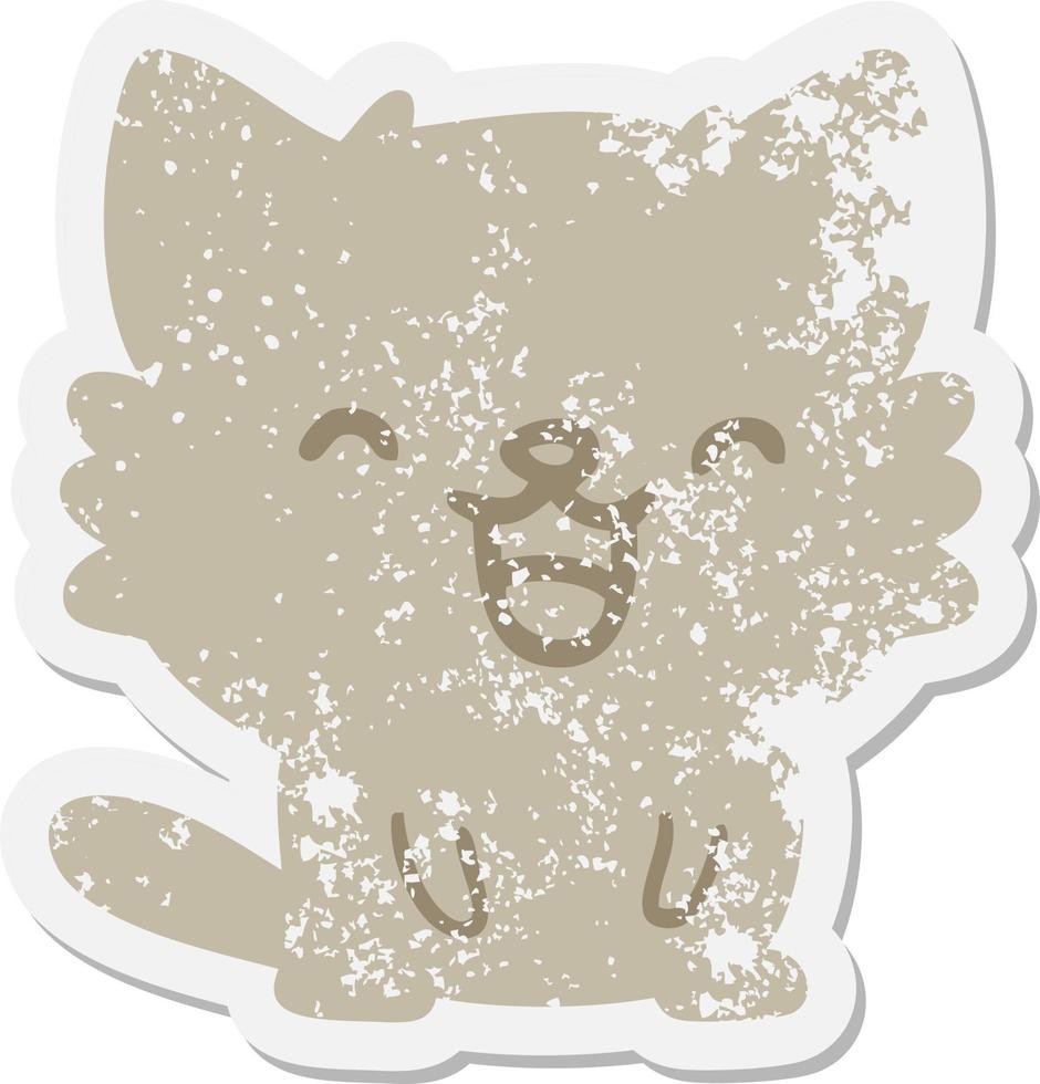 cute little cat grunge sticker vector