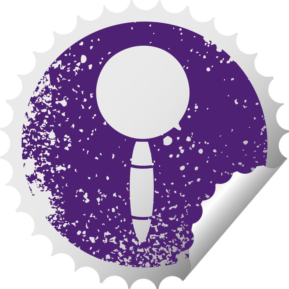 distressed circular peeling sticker symbol magnifying glass vector
