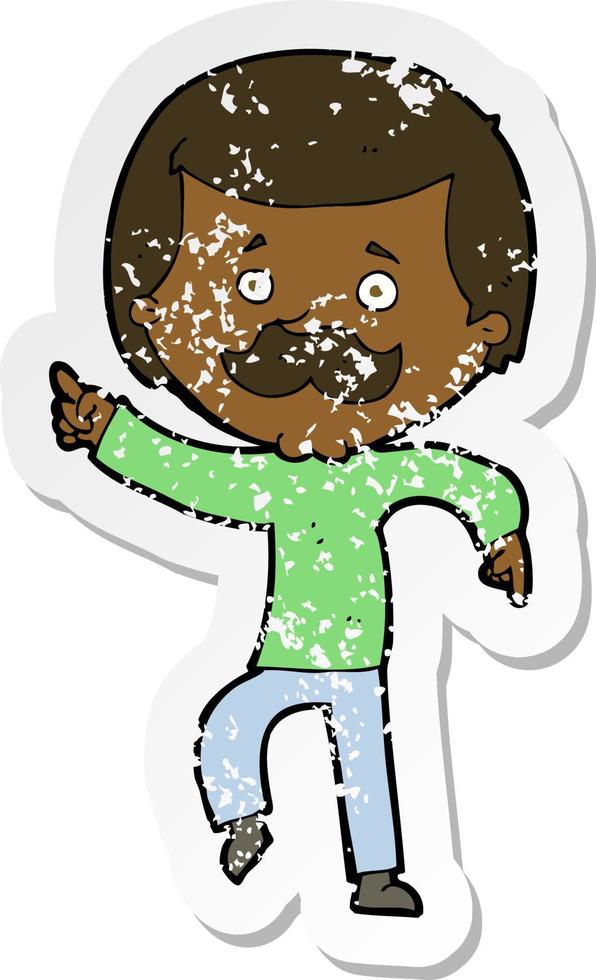 retro distressed sticker of a cartoon dancing dad vector