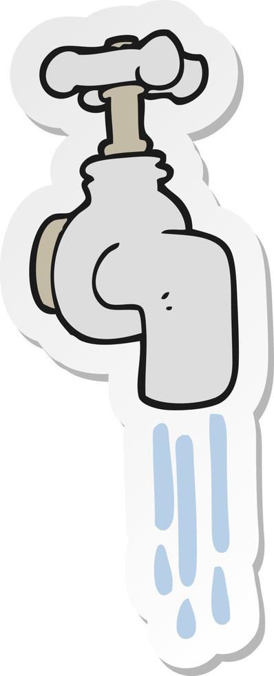 sticker of a cartoon running faucet vector