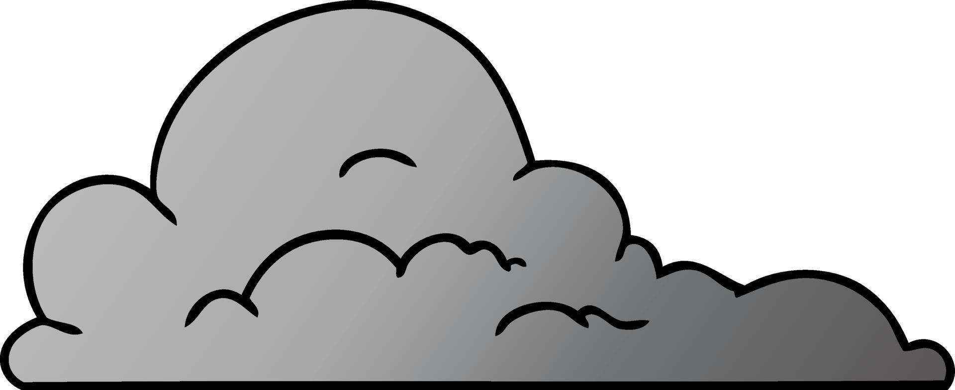 gradient cartoon doodle of white large clouds vector