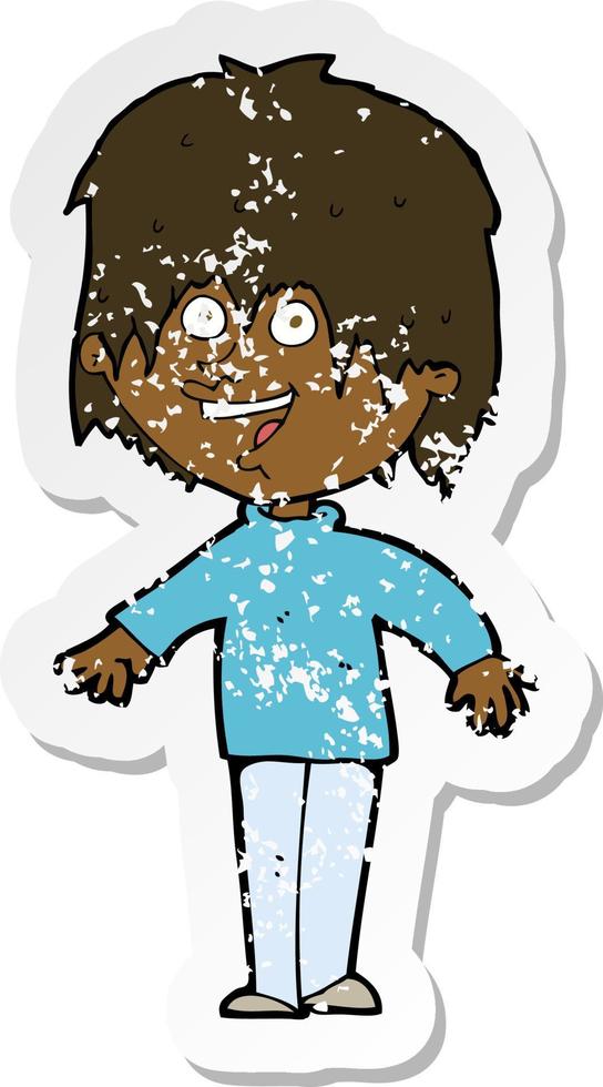retro distressed sticker of a cartoon excited man vector