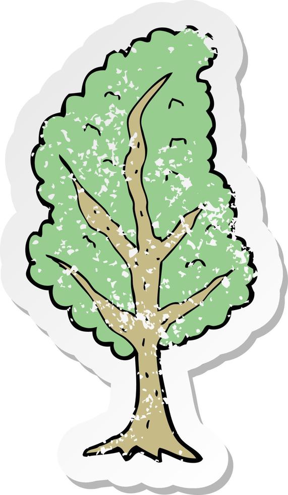 retro distressed sticker of a cartoon tree vector
