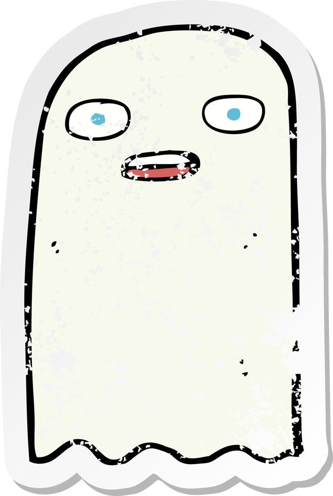 retro distressed sticker of a funny cartoon ghost vector
