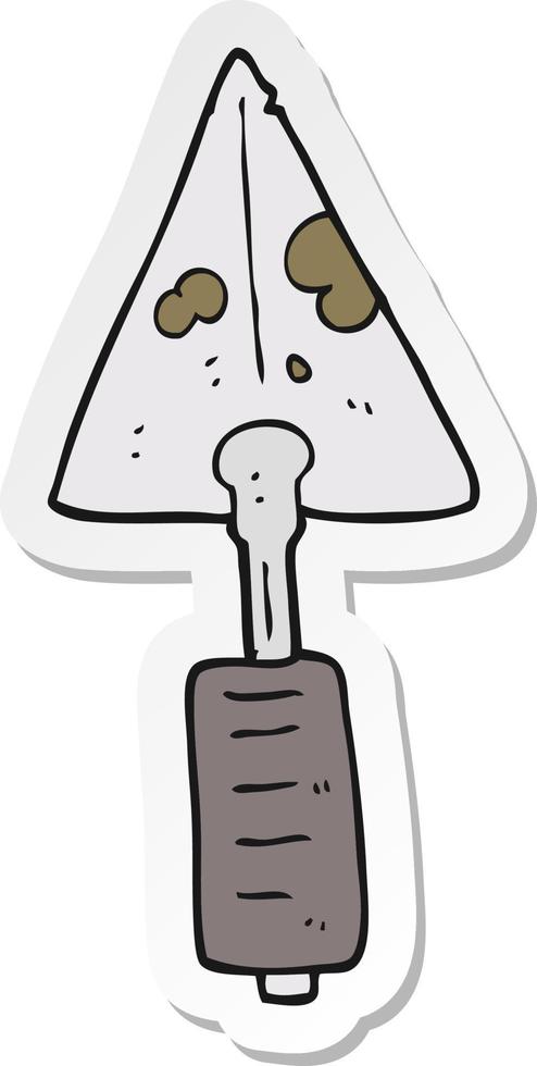 sticker of a cartoon trowel vector