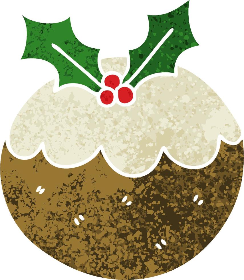 quirky retro illustration style cartoon christmas pudding vector