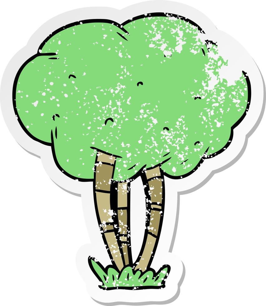 distressed sticker of a cartoon tree vector