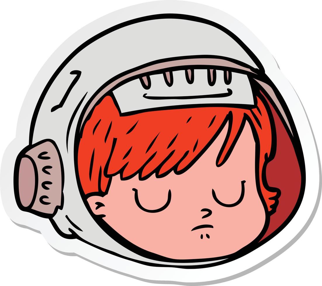 sticker of a cartoon astronaut face vector