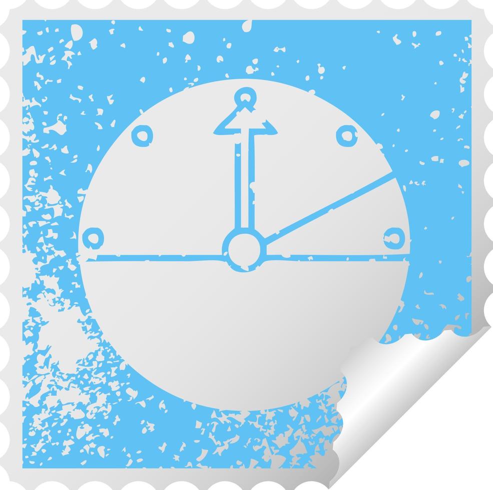 distressed square peeling sticker symbol speedometer vector