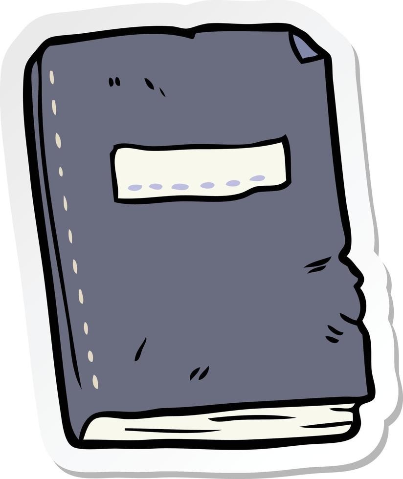 sticker of a cartoon battered old notebook vector