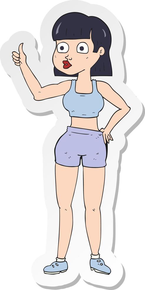 sticker of a cartoon gym woman vector