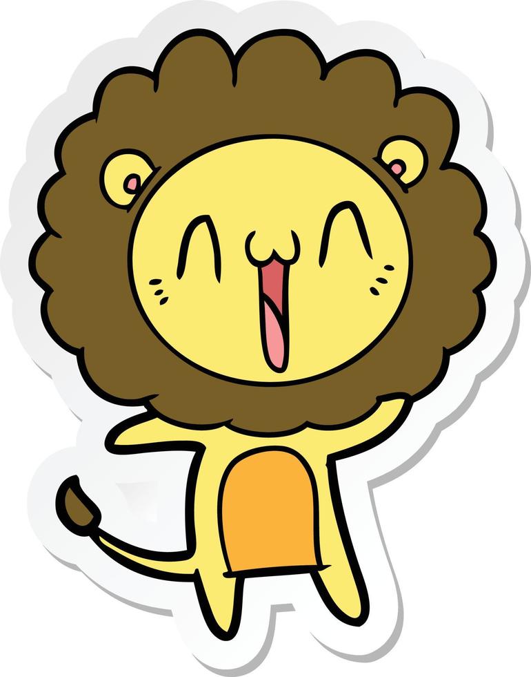 pegatina de un león de dibujos animados feliz vector