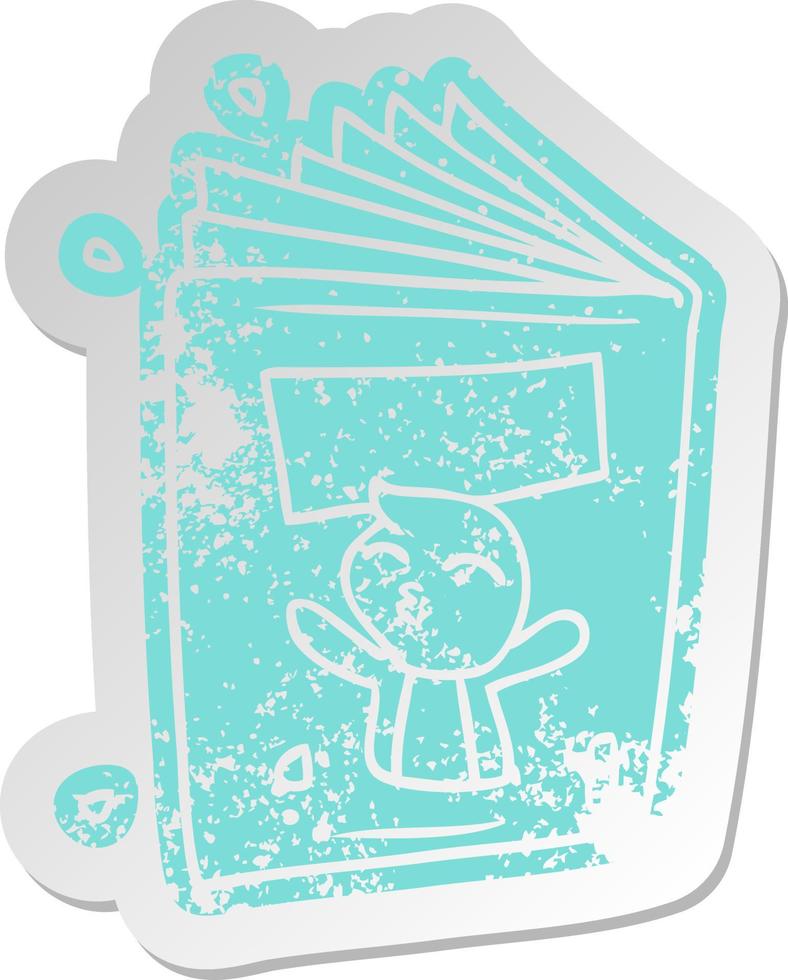 distressed old sticker of a magazine vector