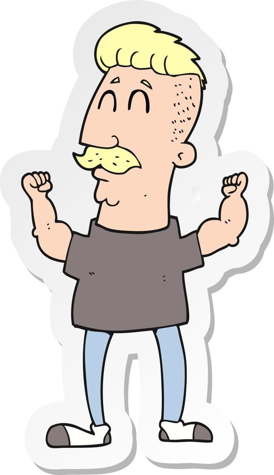 sticker of a cartoon celebrating man vector