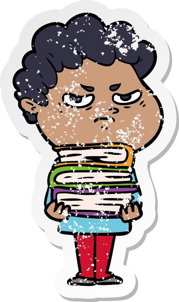 distressed sticker of a cartoon angry man vector