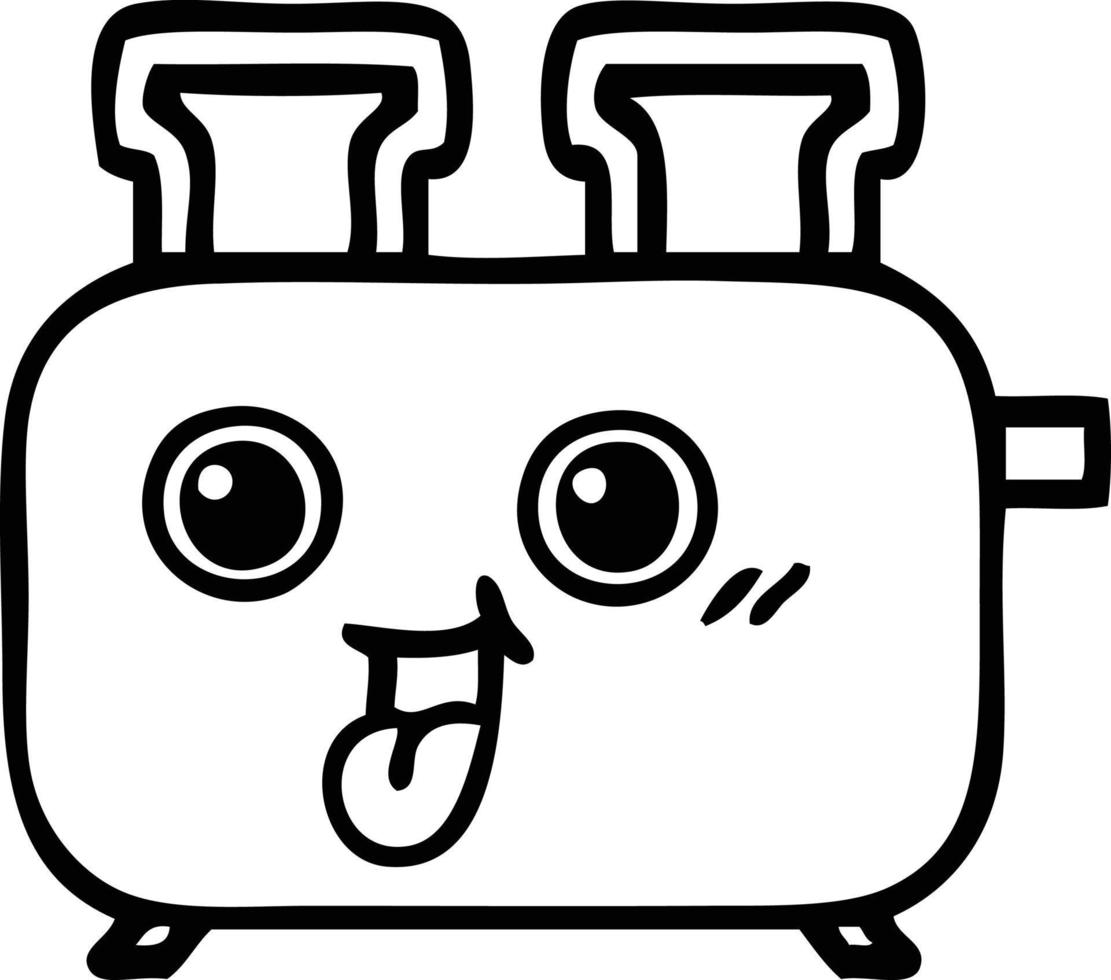 line drawing cartoon of a toaster vector