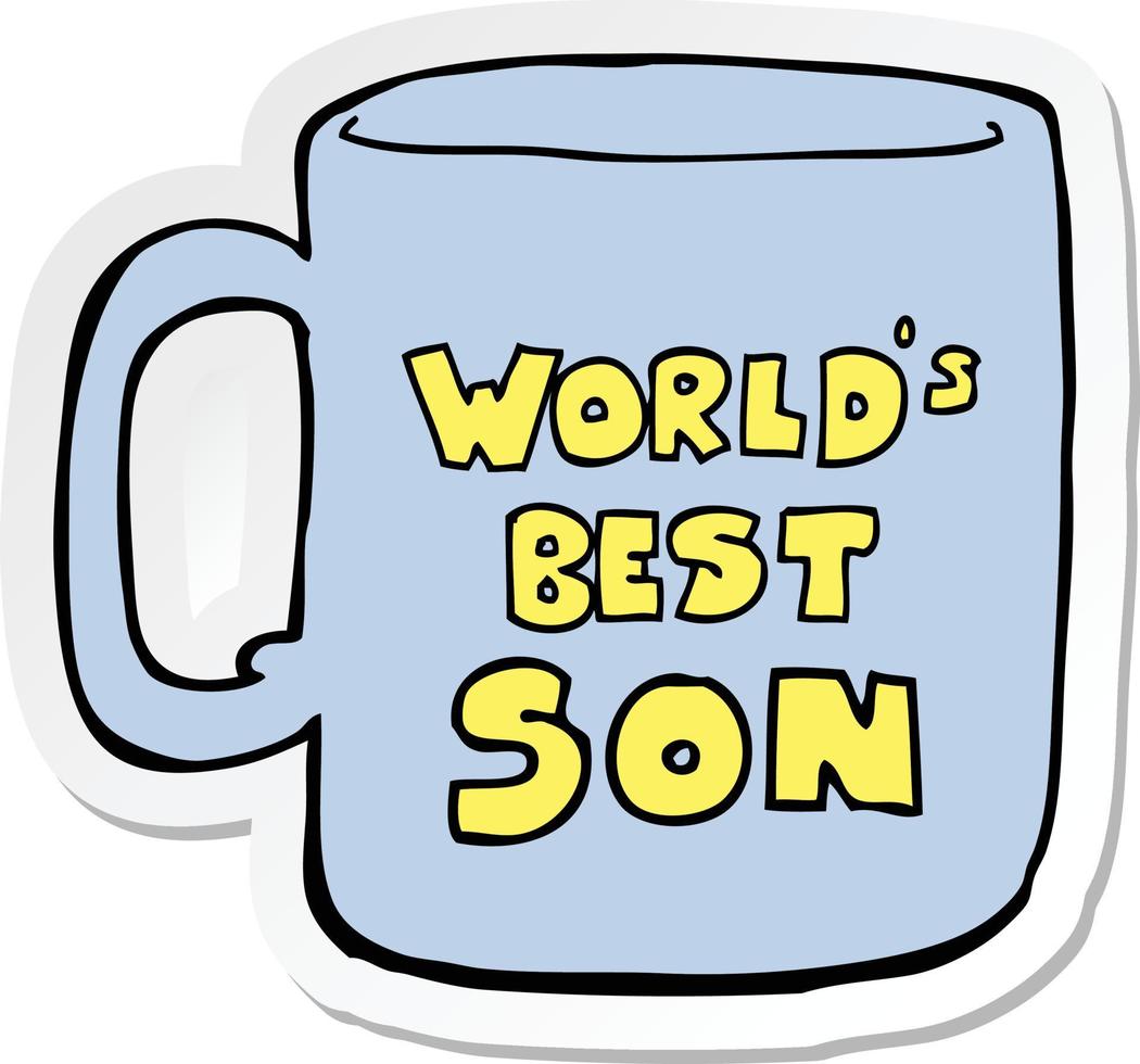 sticker of a worlds best son mug vector