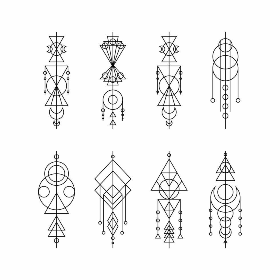 Minimalist Tattoo With Geometric Shapes vector