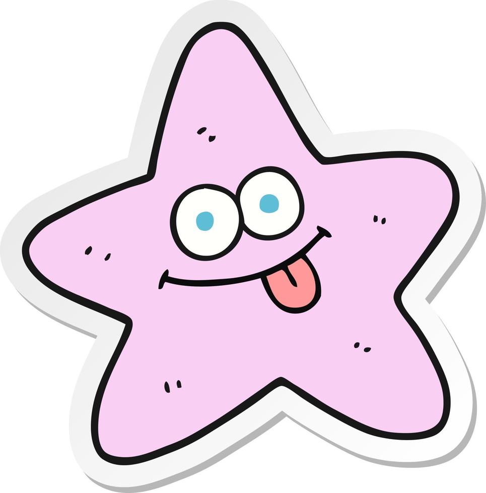 sticker of a cartoon starfish vector