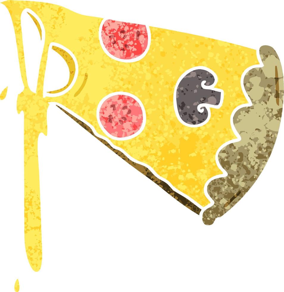quirky retro illustration style cartoon slice of pizza vector