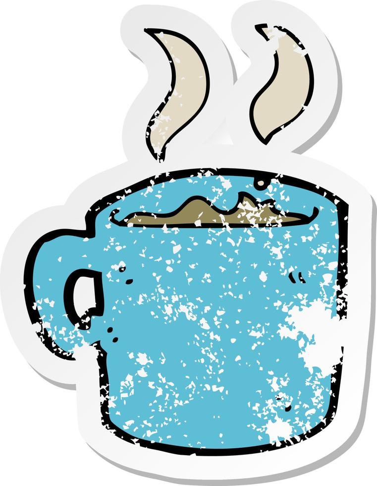 retro distressed sticker of a cartoon mug of coffee vector