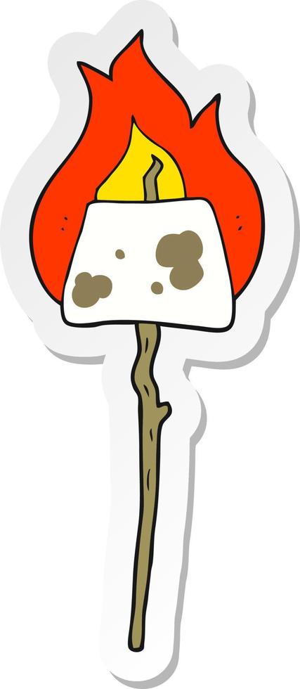sticker of a cartoon marshmallow on stick vector
