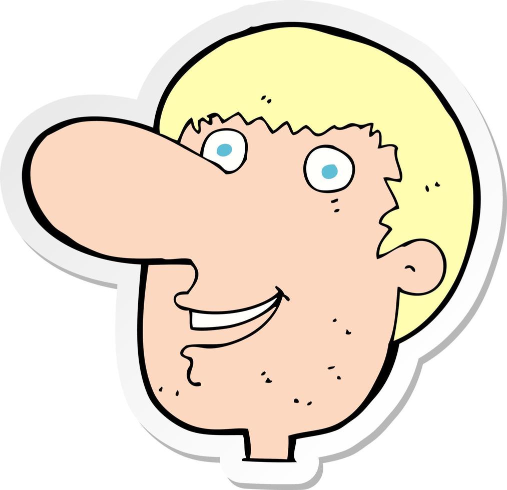 sticker of a cartoon happy male face vector