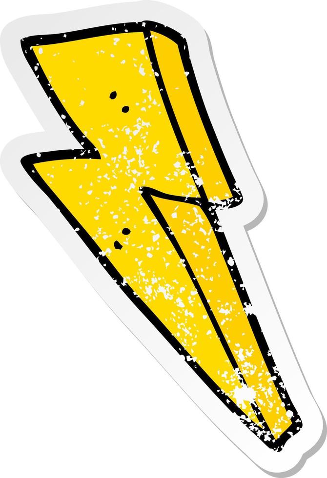 distressed sticker of a cartoon lightning bolt vector