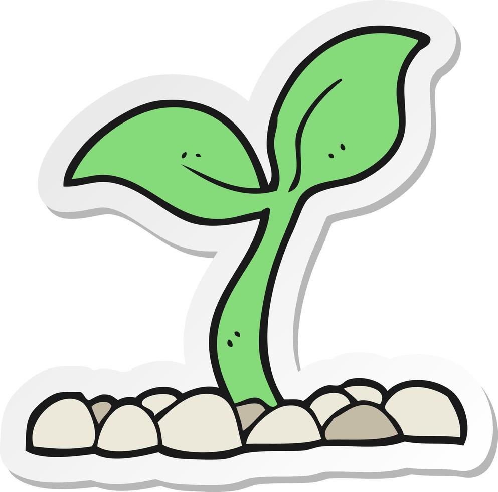 sticker of a cartoon seedling vector