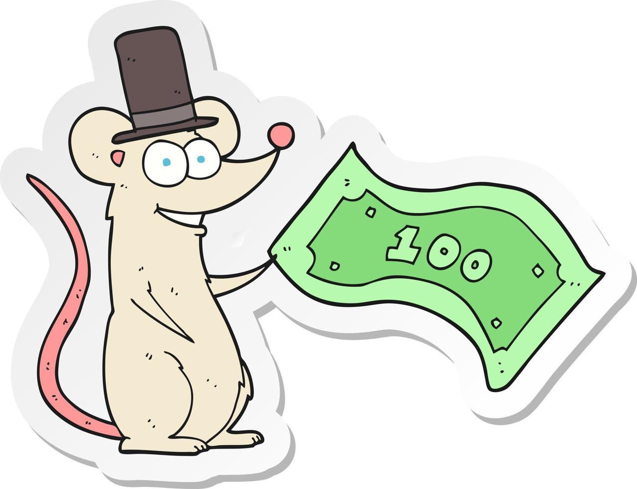 sticker of a cartoon rich mouse vector