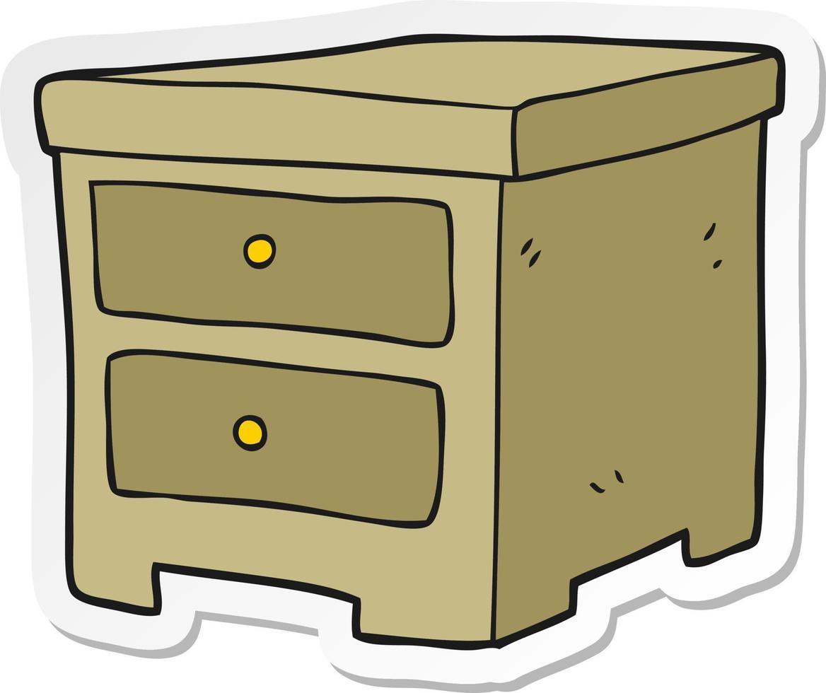 sticker of a cartoon chest of drawers vector