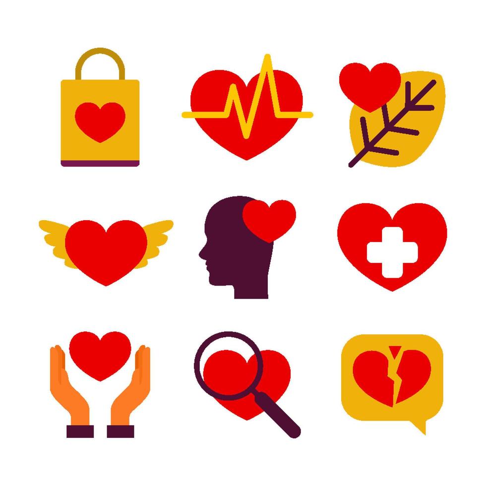Heart Icon Set Bundle Collection vector