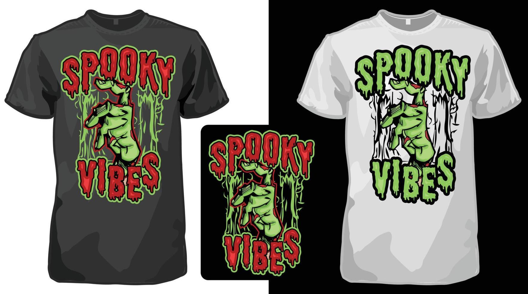 Spooky vibes Halloween Scary zombie T-shirt, Halloween ghost shirt vector