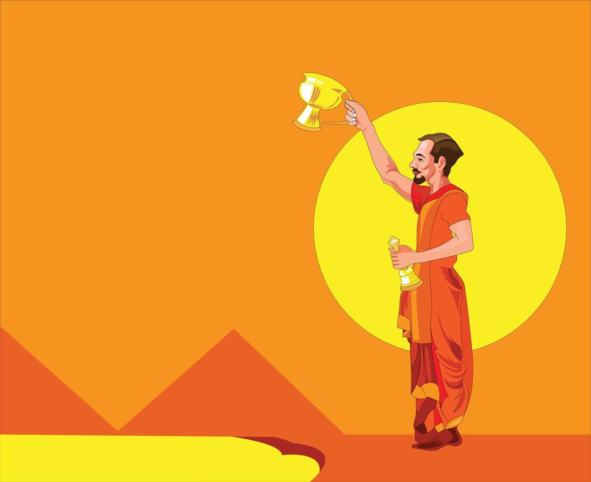 Sadhu in water vector illustration