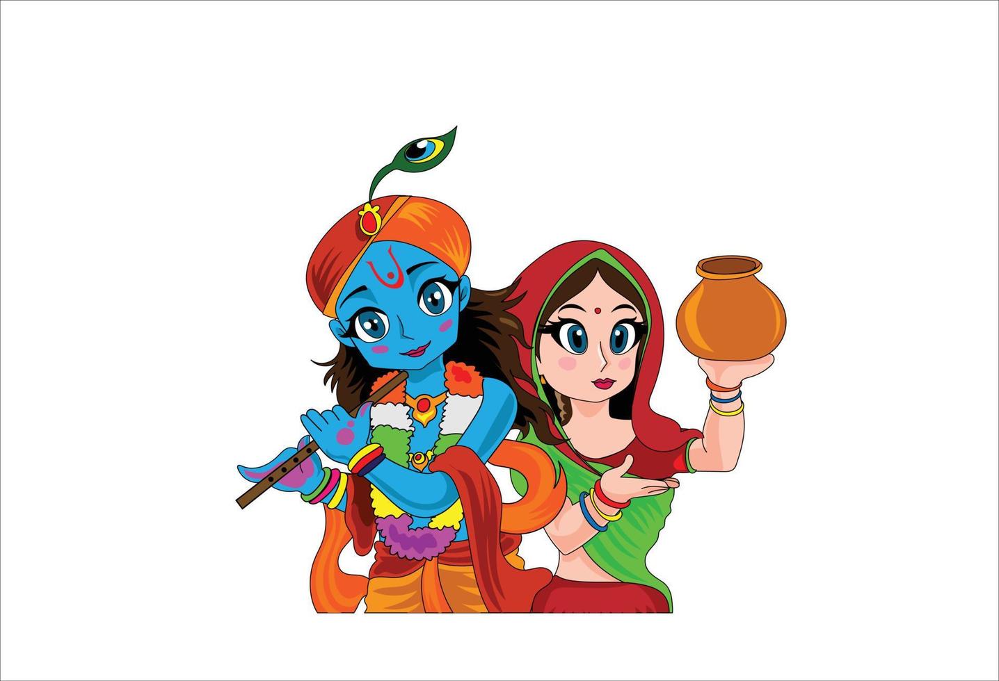 Radha Krishna vector illustration on isolated background