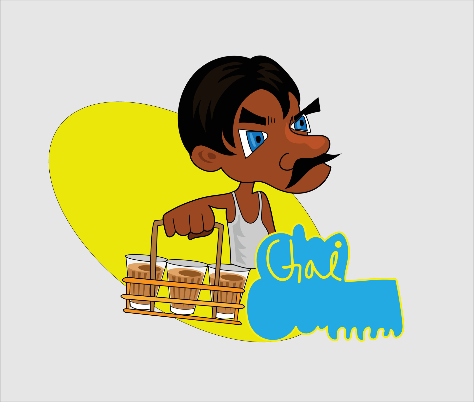 chai wala cartoon character Indian, Pakistani street tea seller 11123294  Vector Art at Vecteezy