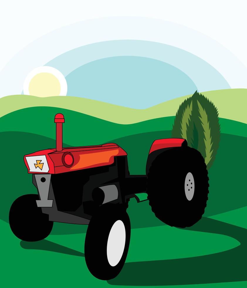 agricultura con ilustración de vector de tractor