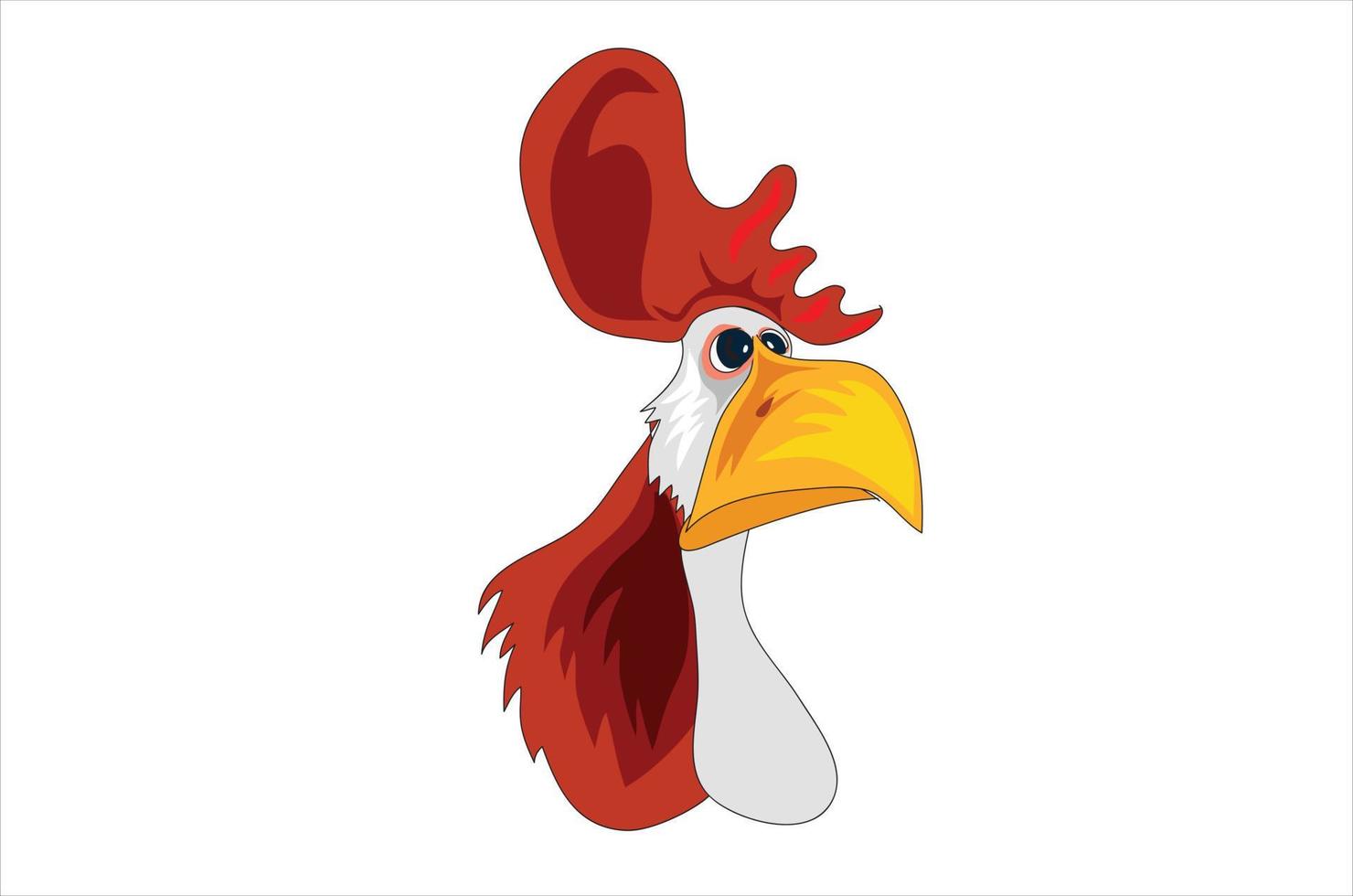 gallina graciosa cayó de espaldas, personaje de pájaro de pollo de dibujos animados cómicos con ilustración de vector de ojos grandes sobre un fondo blanco